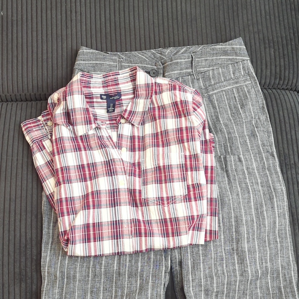 Bundle: Plaid Shirt with Striped Pants Size S